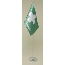 Deluxe Telescopic First Aid / First Aider Table Flag with Chrome Base and Pin